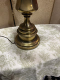 Large Vintage Heavy Brass Table Lamp with Lampshade
