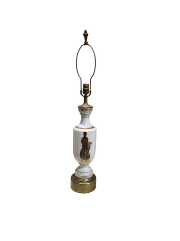 White Ceramic and Gold Figurative Lamp