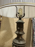 Vintage Brass Mid-Century Modern Detailed Lamp with Shade