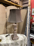 Wooden Hand Carved Rustic Style Lamp with Shade