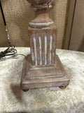 Wooden Hand Carved Rustic Style Lamp with Shade