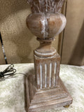 Wooden Hand Carved Rustic Style Lamp with Shade