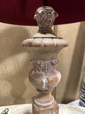 Wooden Hand Carved Rustic Style Lamp with Shade