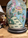 Vintage Asian Blue Hand Painted Table Lamp