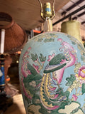 Vintage Asian Blue Hand Painted Table Lamp