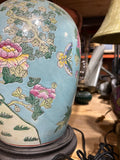Vintage Asian Blue Hand Painted Table Lamp