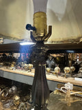 Small Vintage Heavy Black Metal Table Lamp with Shade