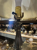 Small Vintage Heavy Black Metal Table Lamp with Shade