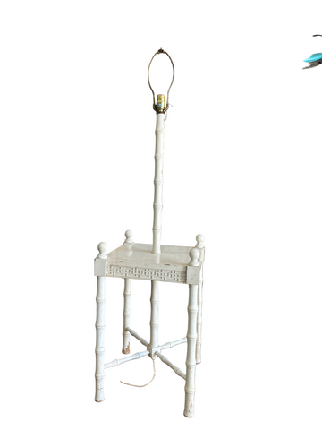 1970s Oversized White Bamboo Table Lamp, Needs Rewiring