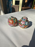 Pair of Small Vintage Asian Floral Vases