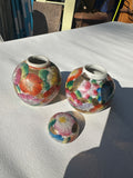 Pair of Small Vintage Asian Floral Vases