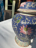 Vintage Blue Floral Asian Inspired Jar