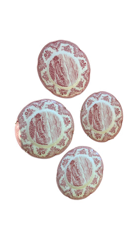 Chattsworth 1792 Pink and White Plates With Hanging Brass Hardware