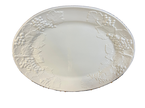 Large Italian Serving Platter with Fruit and Grapes Relief