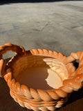 70s Ceramic Bread Roll Woven Bowl
