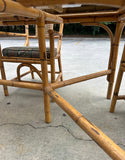 Large Boho Chic Bamboo Dining Table With Tinted Glass Top