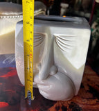 White Ceramic Vintage Tissue Box Cover With Sneezing Face Design