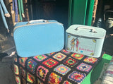 Pair of Vintage Blue Doll and Barbie Suitcases With Doll Clothes Inside