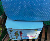 Pair of Vintage Blue Doll and Barbie Suitcases With Doll Clothes Inside