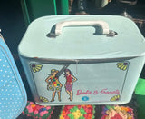 Pair of Vintage Blue Doll and Barbie Suitcases With Doll Clothes Inside
