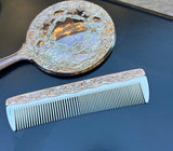 Trio Vintage Silver Plated Vanity Set- Hand Held Mirror, Brush, and Comb