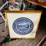 Framed Blue and White Plate With Scene "Baltimore and Ohio R R"