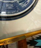 Framed Blue and White Plate With Scene "Baltimore and Ohio R R"