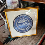 Framed Blue and White Plate With Scene "Baltimore and Ohio R R"