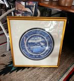 Framed Blue and White Plate With Scene "Baltimore and Ohio R R"