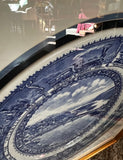 Framed Blue and White Plate With Scene "Baltimore and Ohio R R"