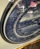 Framed Blue and White Plate With Scene "Baltimore and Ohio R R"