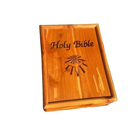 Wooden Vintage Hand Carved Holy Bible Holder With Bible Inside