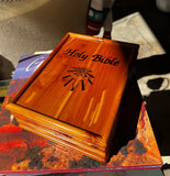 Wooden Vintage Hand Carved Holy Bible Holder With Bible Inside