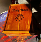 Wooden Vintage Hand Carved Holy Bible Holder With Bible Inside