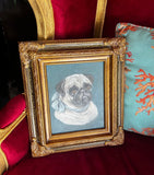 Original Vintage Oil on Canvas Painting of a Pug, Framed and Signed by the Artist