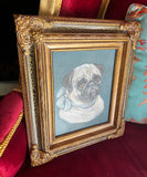 Original Vintage Oil on Canvas Painting of a Pug, Framed and Signed by the Artist