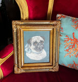 Original Vintage Oil on Canvas Painting of a Pug, Framed and Signed by the Artist