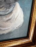 Original Vintage Oil on Canvas Painting of a Pug, Framed and Signed by the Artist