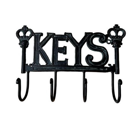1970s Cast Iron Decorative Key Holder Wall Hanging
