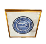 Framed Blue and White Plate With Scene "Baltimore and Ohio R R"