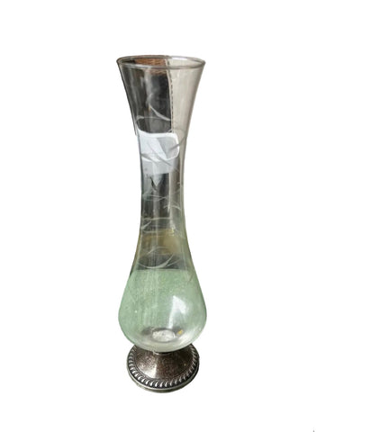 Minimalist Vintage Sterling Weighted Skinny Glass Vase