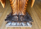 Stunning, Life-Size Solid Wood Heavy Lotus Base Buddha Statue