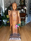 Stunning, Life-Size Solid Wood Heavy Lotus Base Buddha Statue