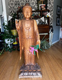 Stunning, Life-Size Solid Wood Heavy Lotus Base Buddha Statue