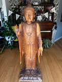 Stunning, Life-Size Solid Wood Heavy Lotus Base Buddha Statue