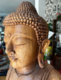 Stunning, Life-Size Solid Wood Heavy Lotus Base Buddha Statue