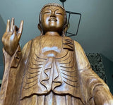 Stunning, Life-Size Solid Wood Heavy Lotus Base Buddha Statue