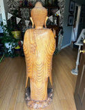 Stunning, Life-Size Solid Wood Heavy Lotus Base Buddha Statue