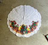Vintage White Felt Christmas Tree Skirt With Slight Condition Issues