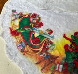 Vintage White Felt Christmas Tree Skirt With Slight Condition Issues